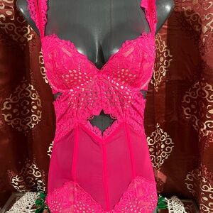 Victoria's Secret Vibrant Pink Lace Chemise
